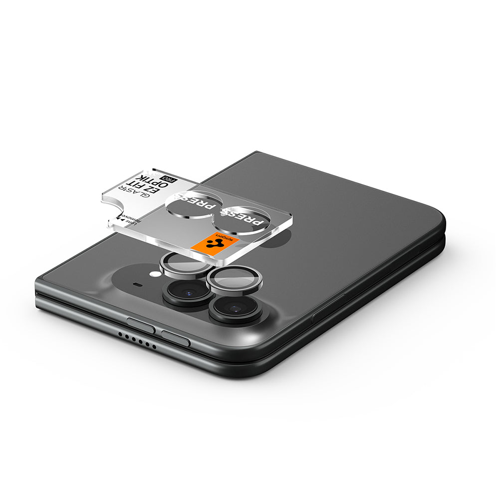 Beskyttelsesfilm til bagkamera Spigen GlastR EZ FIT Optik Pro til Apple iPhone Duo, hærdet glas, sæt med 2 stk., grå AGL12012