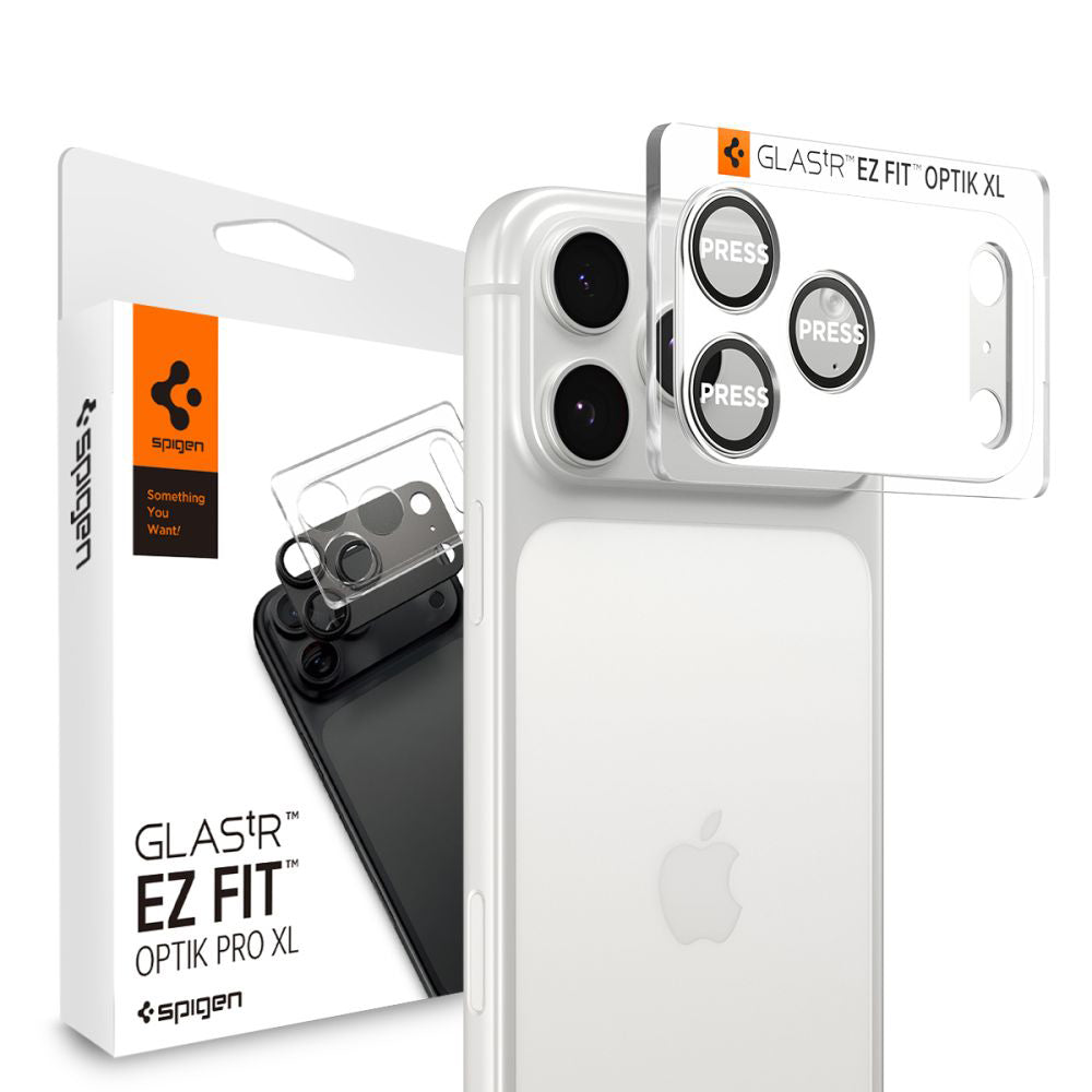 Beskyttelsesfilm til bagkameraet Spigen GlastR EZ FIT Optik Pro XL til Apple iPhone 17 Pro, Hærdet glas, Sølvfarvet AGL10647