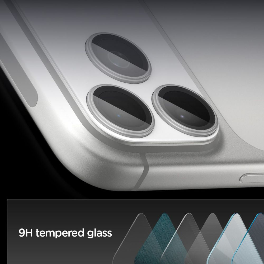 Beskyttelsesfilm til bagkameraet Spigen GlastR EZ FIT Optik Pro XL til Apple iPhone 17 Pro, Hærdet glas, Sølvfarvet AGL10647