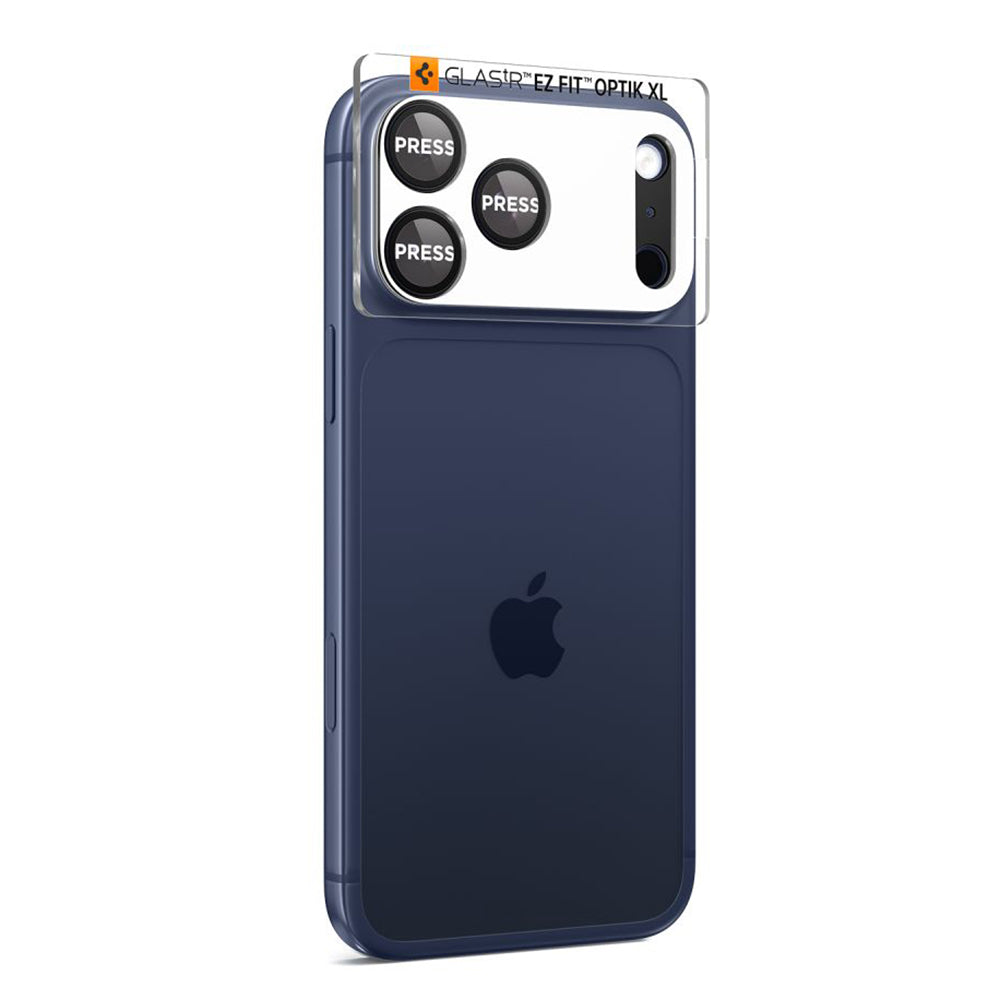 Beskyttelsesfilm til bagkameraet Spigen GlastR EZ FIT Optik Pro XL til Apple iPhone 17 Pro, Hærdet Glas, Sort AGL10644