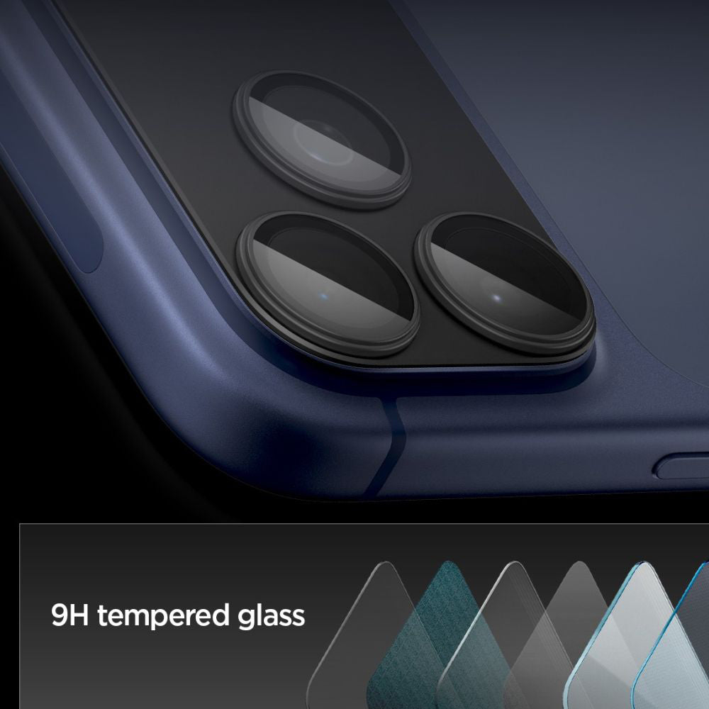 Beskyttelsesfilm til bagkameraet Spigen GlastR EZ FIT Optik Pro XL til Apple iPhone 17 Pro, Hærdet Glas, Sort AGL10644
