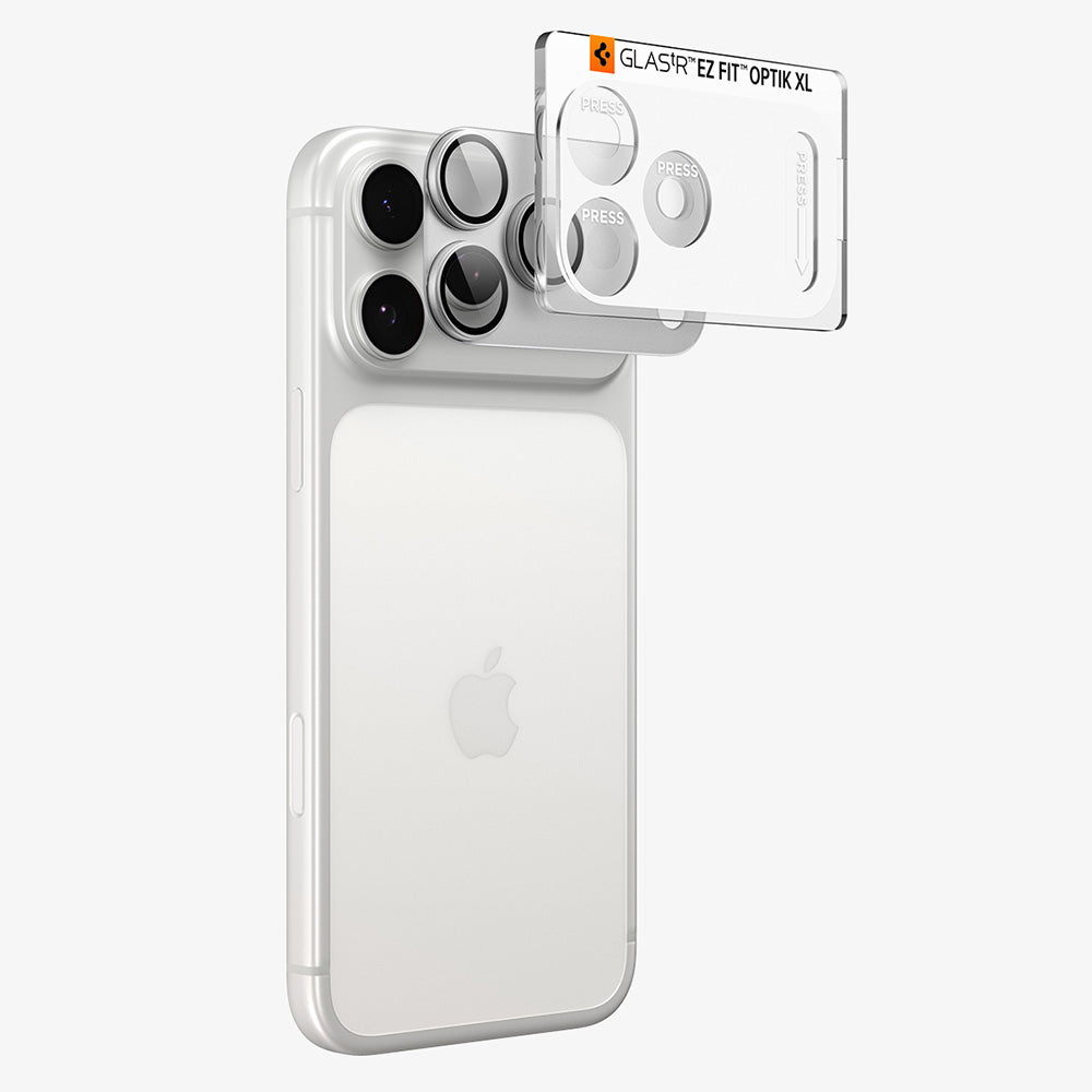 Beskyttelsesfilm til bagkamera Spigen GlastR EZ FIT Optik Pro XL til Apple iPhone 18 Pro, hærdet glas, sølv AGL12038