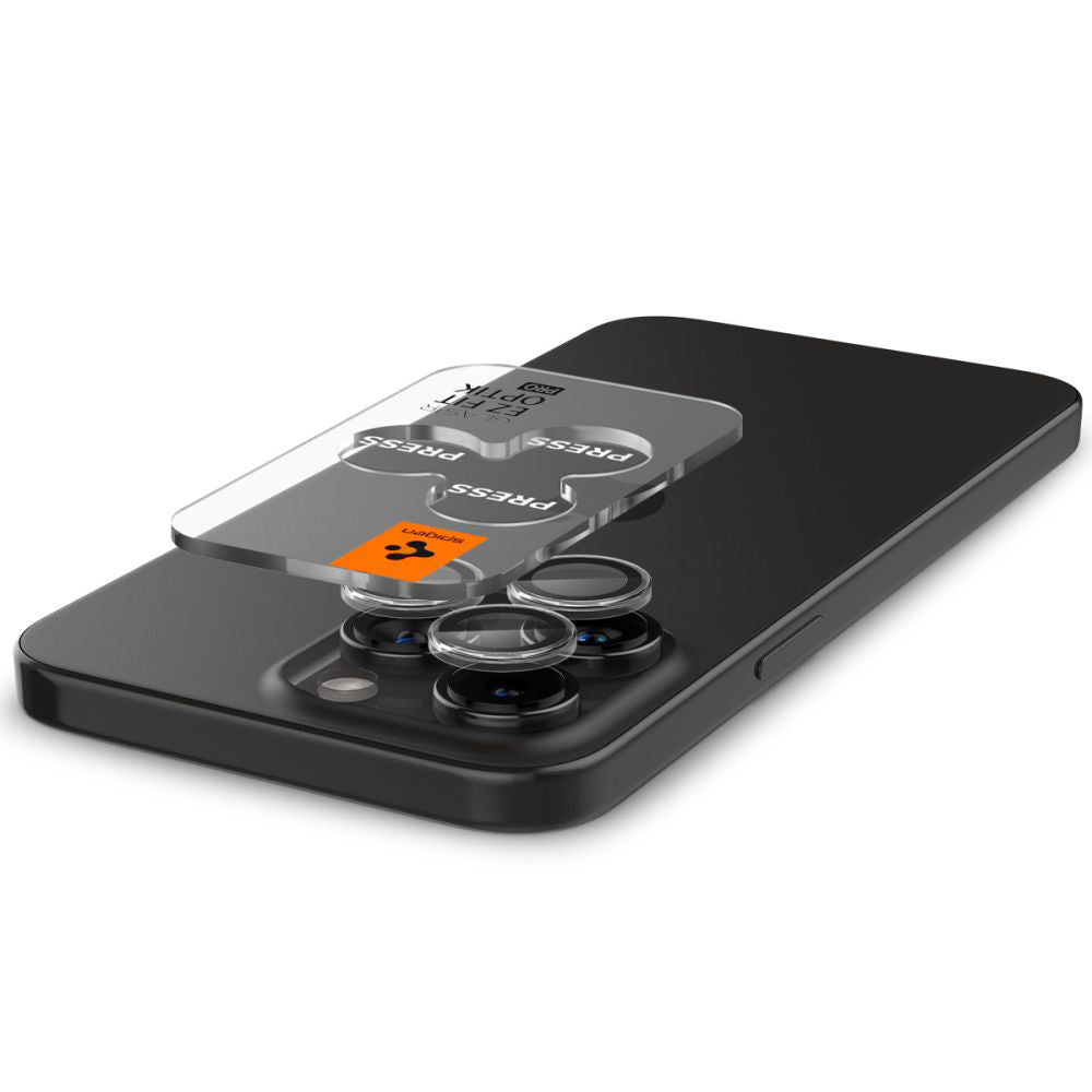 Beskyttelsesfilm til bagsidekameraet Spigen GlastR EZ FIT Optik Pro til Apple iPhone 17 Pro Max / 17 Pro, Hærdet glas, Sæt med 2 stykker, Gennemsigtig