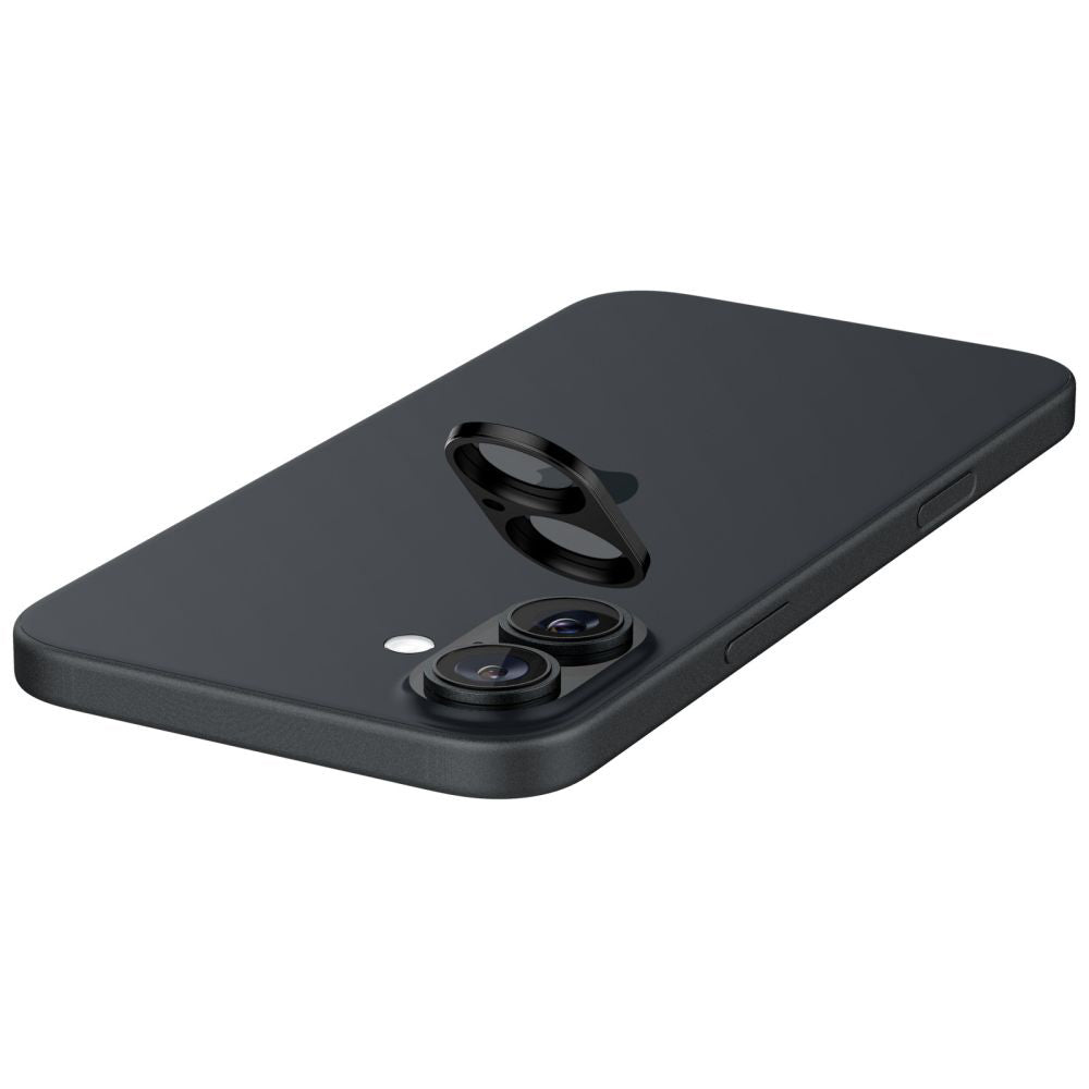 Beskyttelsesfilm til bagsidekameraet Spigen GlastR Optik til Apple iPhone 16 Plus / 16, Hærdet glas, Sæt med 2 stykker, Sort AGL07922