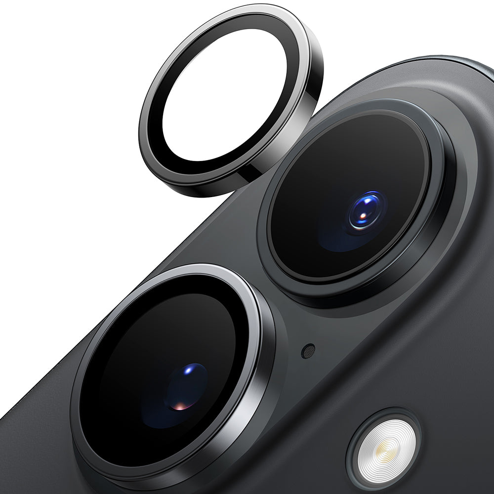 Beskyttelsesfilm til bagkameraet Torras Lensguard til Apple iPhone 16 Plus / 16, Hærdet glas, Sort