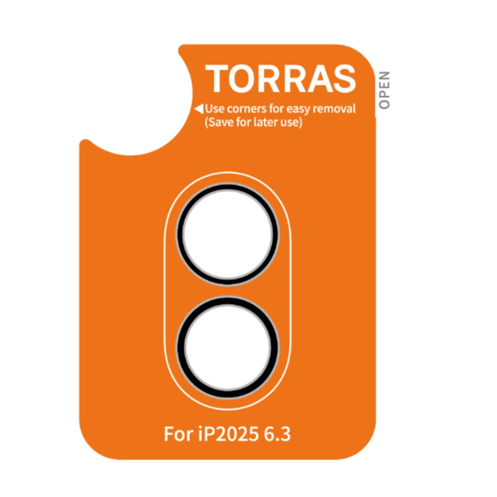 Torras Lensguard Rear Camera Protection Film for Apple iPhone 17, Tempered Glass, Black