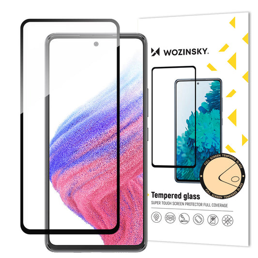 WZK skærmbeskytter til Samsung Galaxy A54 A546, skærmet glas, fuld limning, sort