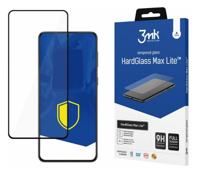 Skærmbeskytter 3MK HardGlass Max Lite til Samsung Galaxy S22 5G S901, glasskærm, fuld limning, sort