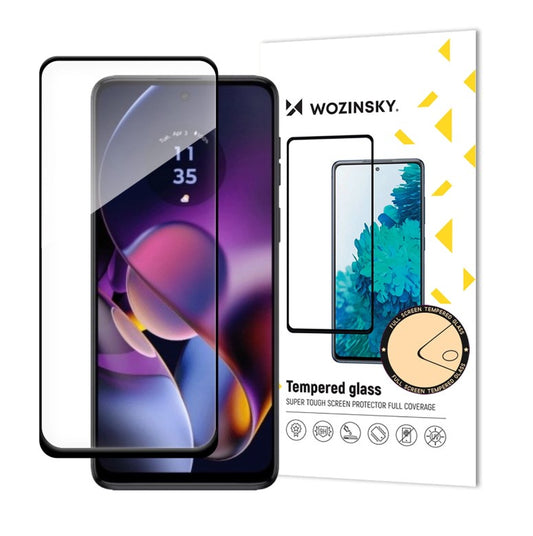 WZK Skærmbeskytter til Motorola Moto G54, afskærmet glas, fuld lim, sort