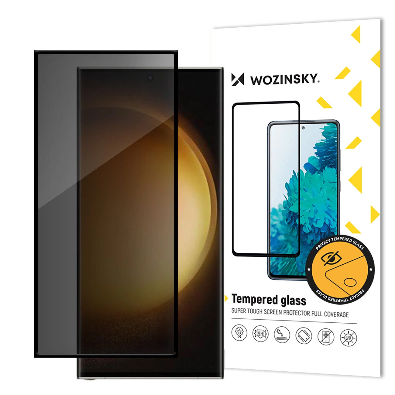 WZK AntiSpy Privacy-skærmbeskytter til Samsung Galaxy S24 Ultra S928, beskyttelsesglas, fuld limning