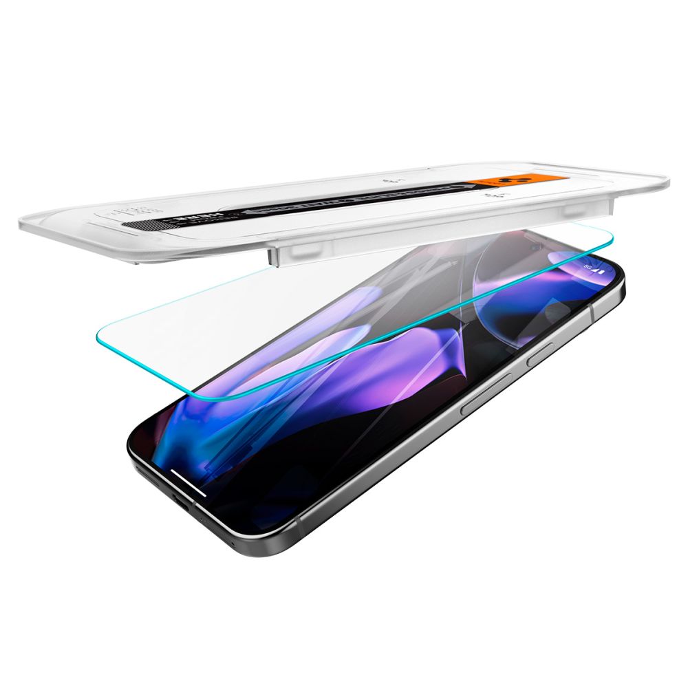 Skærmbeskyttelsesfilm Spigen GlastR EZ FIT til Google Pixel 9 / 9 Pro, Hærdet Glas, Fuldklæbende, Sæt med 2 stykker, 2.5D AGL08442