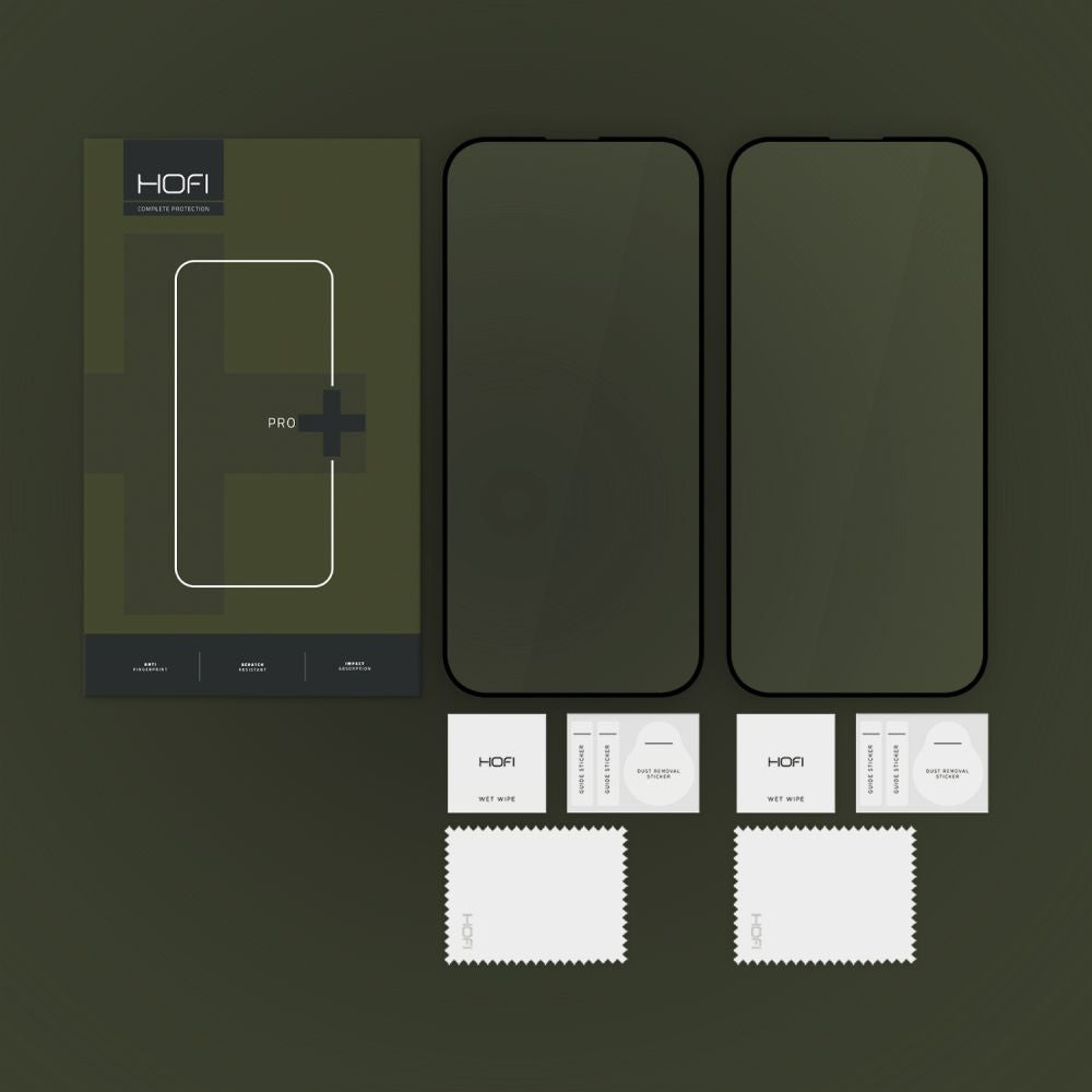 Beskyttelsesfilm til skærm HOFI Glass PRO+ til Apple iPhone 16, Hærdet Glas, Fuldklæbende, Sæt med 2 stykker, 2.5D, Sort
