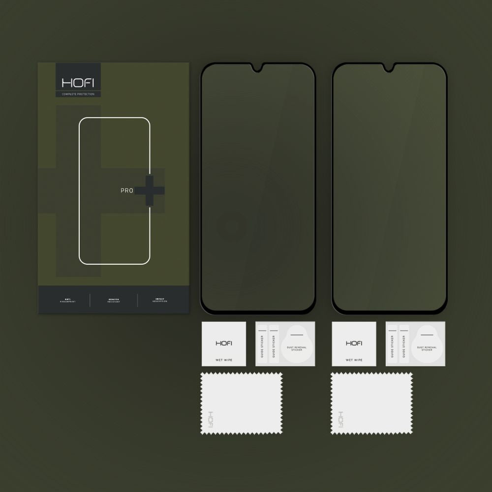 Beskyttelsesfilm til skærm HOFI Glass PRO+ til Samsung Galaxy A17 4G / A17 5G, Hærdet Glas, Fuldklæbende, Sæt med 2 stykker, 2.5D, Sort