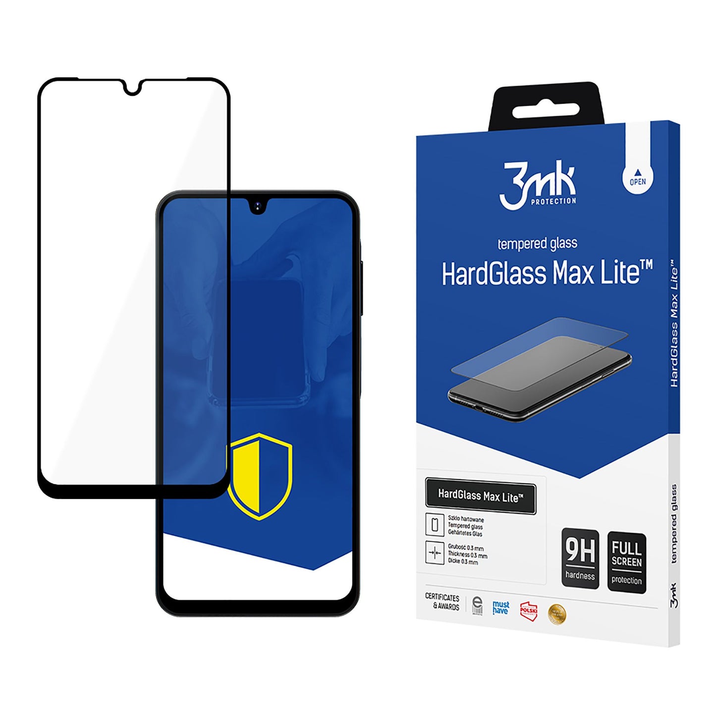 Beskyttelsesfilm Skærm 3MK HardGlass Max Lite til Samsung Galaxy A26 A266 / A16 5G A166, Hærdet Glas, Fuldklæbende, Sort