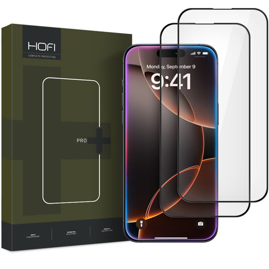 Screen Protector HOFI Glass PRO+ for Apple iPhone 16 Pro Max, Shielded Glass, Full Glue, Set 2 pieces, 2.5D, Black