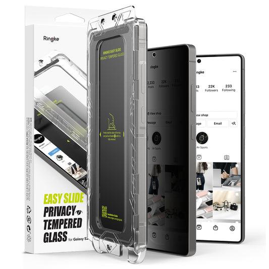 Beskyttelsesfilm til skærm Privacy Ringke Easy Slide til Samsung Galaxy S25 Ultra S938, Hærdet Glas, Fuldklæbende, Sæt med 2 stykker