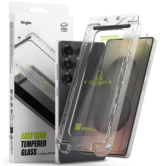 Skærmbeskyttelsesfilm Ringke Easy Slide til Samsung Galaxy S25 Ultra S938, Hærdet Glas, Fuldklæbende, Sæt med 2 stykker