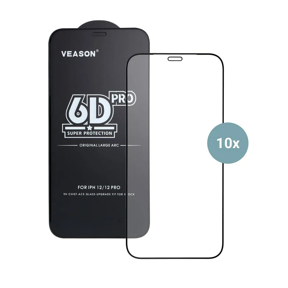 Skærmbeskyttelsesfilm Veason PRO til Apple iPhone 17 Pro Max, hærdet glas, fuld lim, sæt med 10 stk., 6D, sort