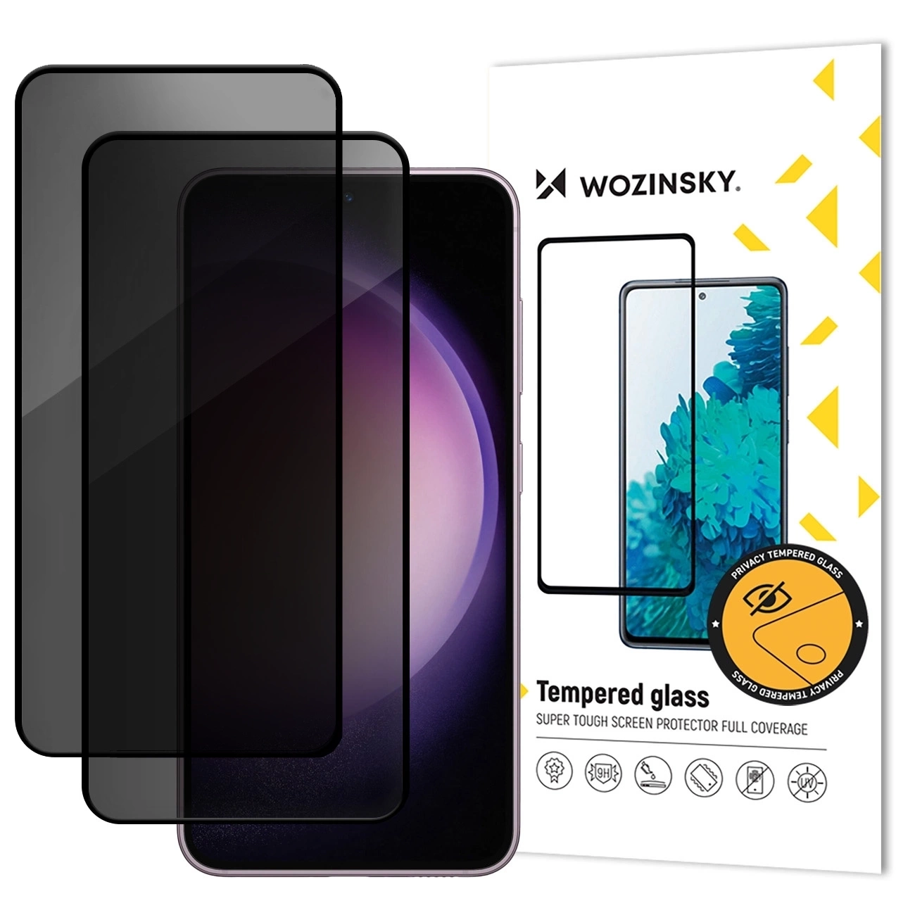 Privacy WZK AntiSpy Skærmbeskytter til Samsung Galaxy A17 4G / A17 5G, Hærdet Glas, Fuld Lim, Sæt med 2 stk.