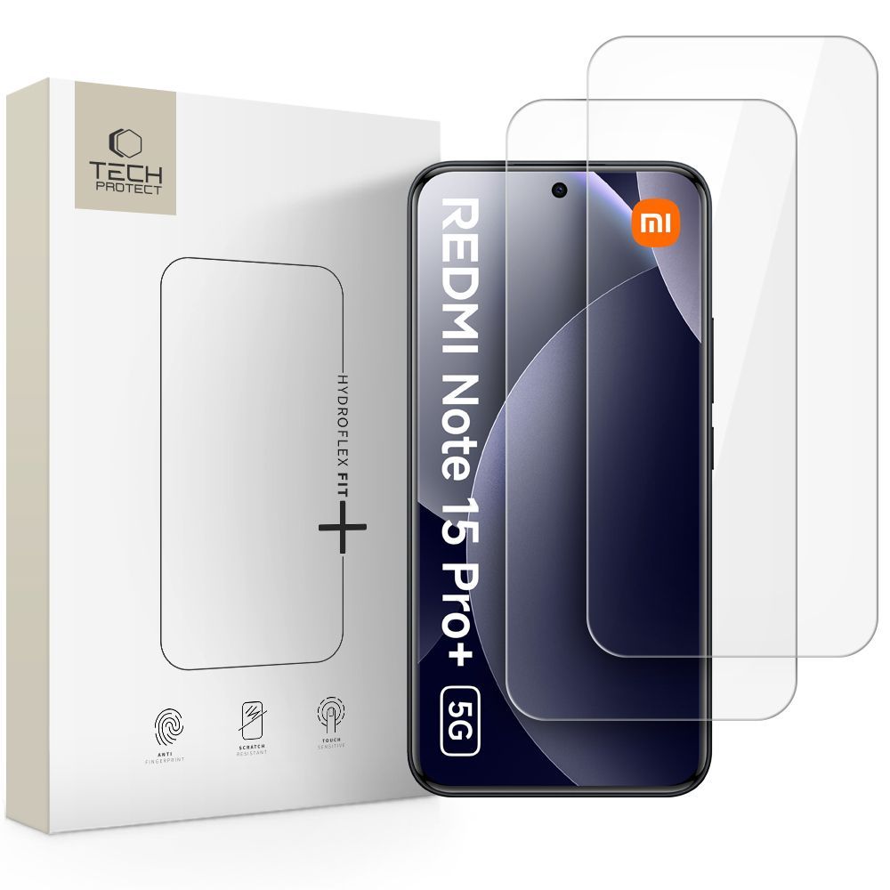 Skærmbeskyttelsesfilm Tech-Protect Hydro Flex+ til Xiaomi Poco M8 Pro / Redmi Note 15 Pro+ 5G, Plastik, Sæt med 2 stykker