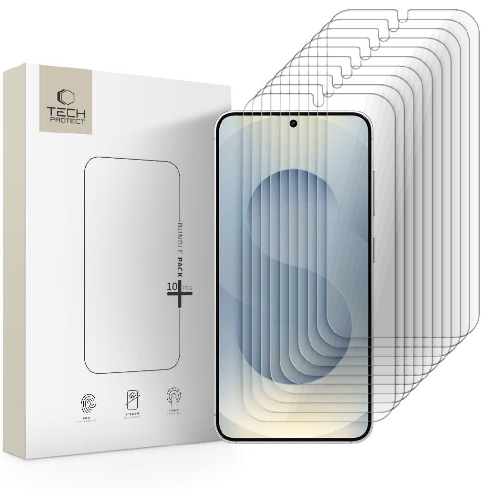 Skærmbeskyttelsesfilm Tech-Protect til Samsung Galaxy S25 S931 / S24 S921, Hærdet Glas, Fuldklæbende, Sæt med 10 stykker