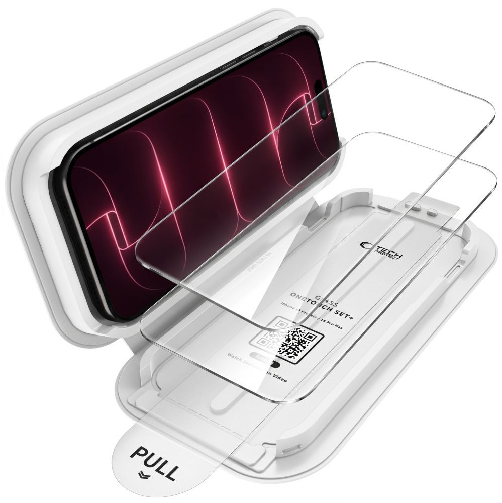 Tech-Protect OneTouch Skærmbeskytter til Apple iPhone 18 Pro Max / 17 Pro Max, Hærdet Glas, Fuld Lim, Sæt med 2 stk., Transparent