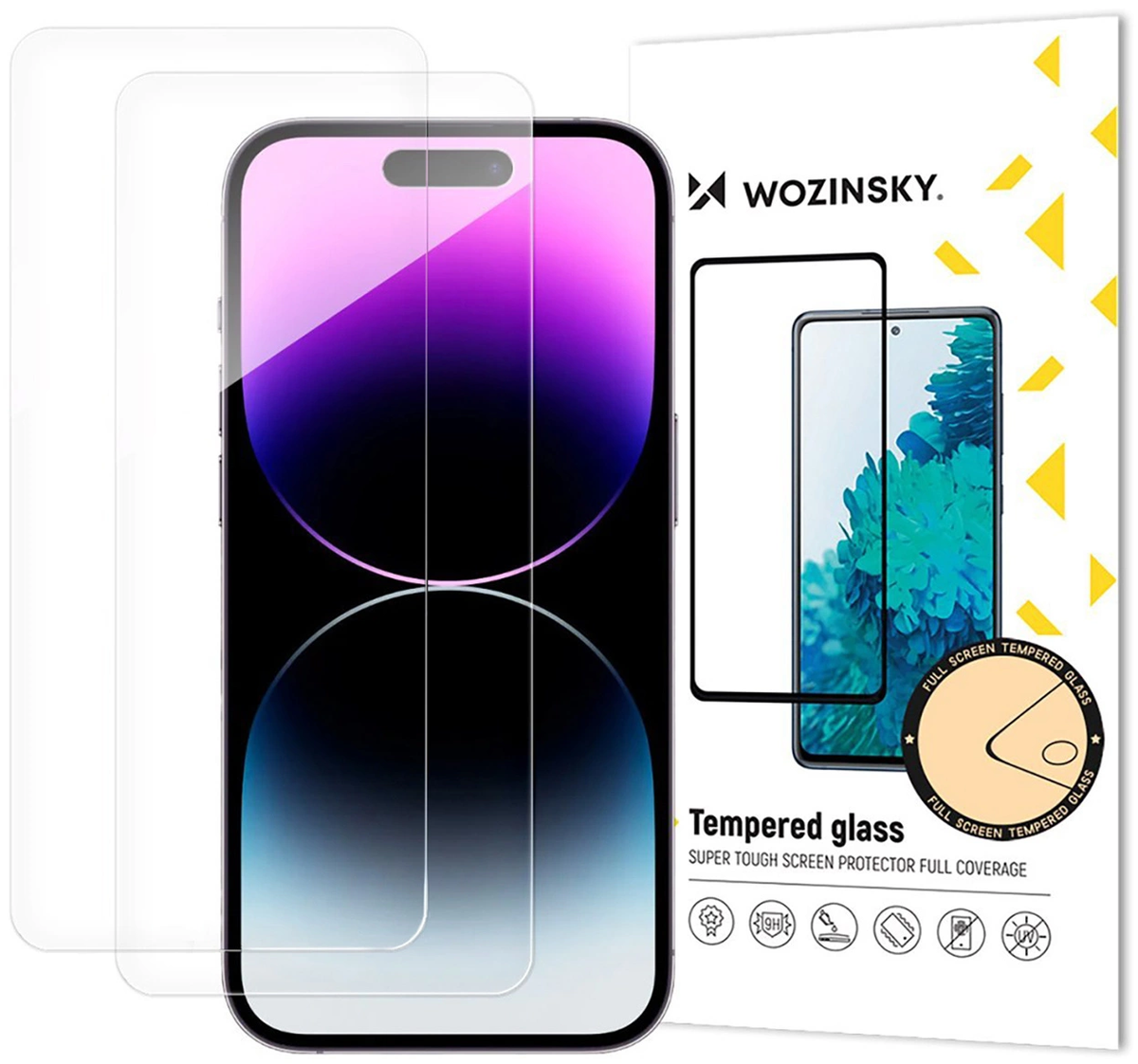 WZK Skærmbeskytter til Apple iPhone 18 Pro / 17 Pro / 16 Pro, Hærdet Glas, Fuld Lim, Sæt med 2 stk.