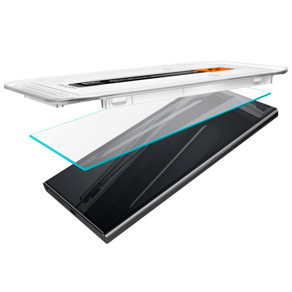 Spigen EZ FIT skærmbeskytter til Samsung Galaxy S24 Ultra S928, glasbeskyttet, fuld limning, sæt med 2 stk.