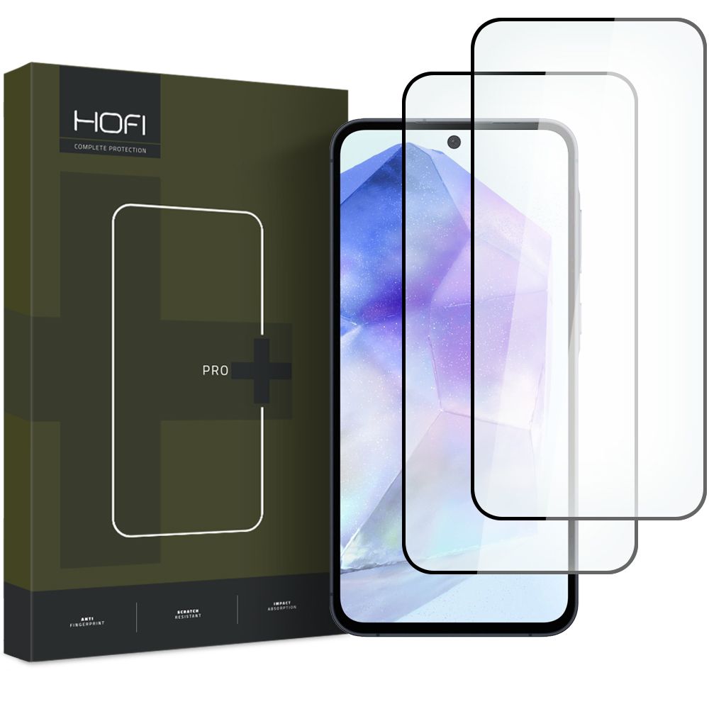 Beskyttelsesfilm til skærm HOFI Glass PRO+ til Samsung Galaxy A55 5G A556 / A35 5G A356, Hærdet Glas, Fuldklæbende, Sæt med 2 stykker, 2.5D, Sort