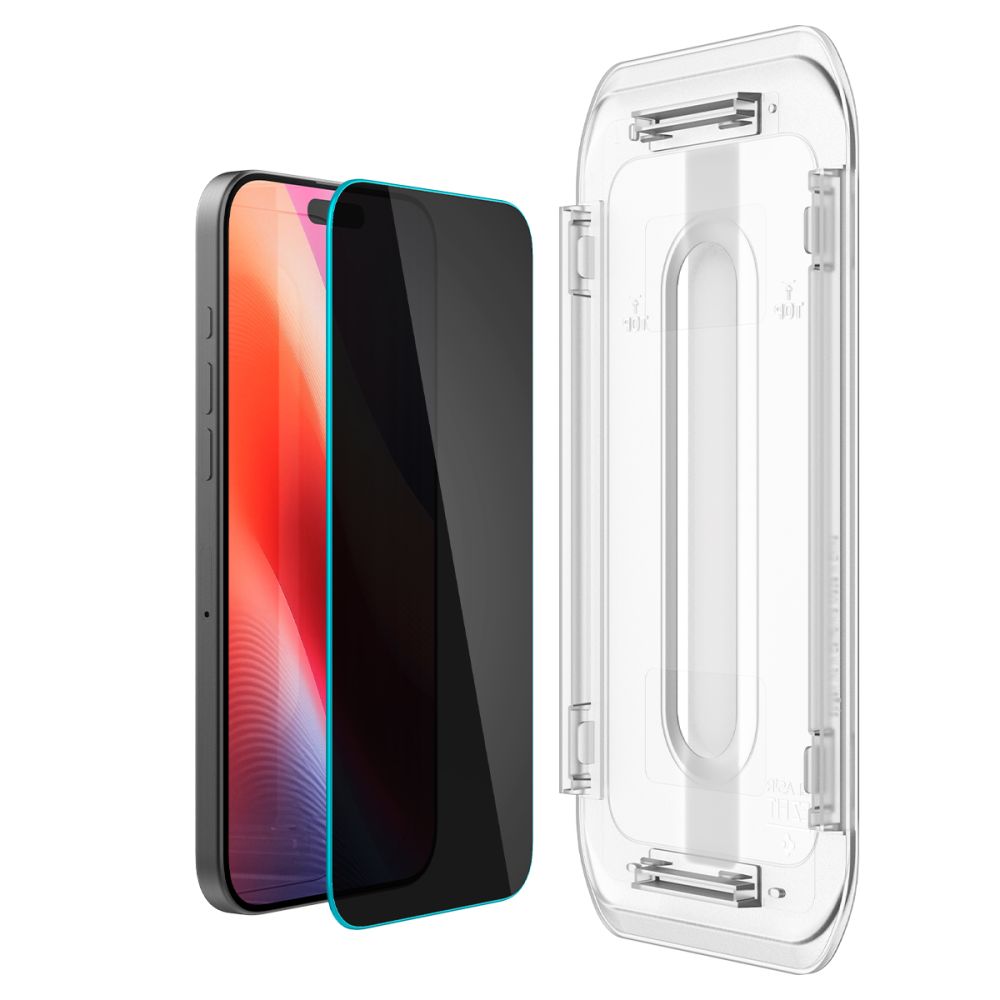 Beskyttelsesfilm til skærm Privacy Spigen GlastR EZ FIT til Apple iPhone 17 Pro Max / 16 Pro Max, Hærdet Glas, Fuldklæbende, Sæt med 2 stykker AGL07908