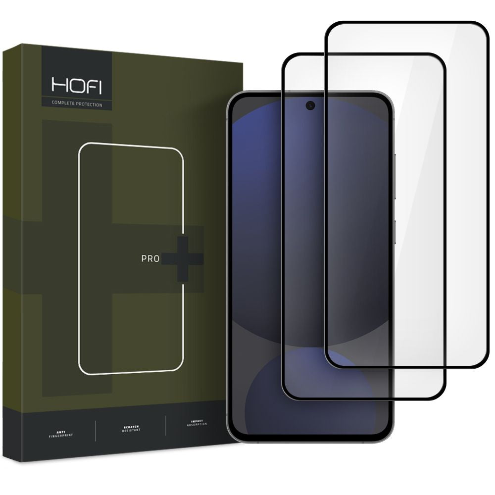 Skærmbeskyttelsesfilm HOFI Glass PRO+ til Samsung Galaxy S24 FE S721, Hærdet Glas, Fuldklæbende, Sæt med 2 stykker, 2.5D, Sort