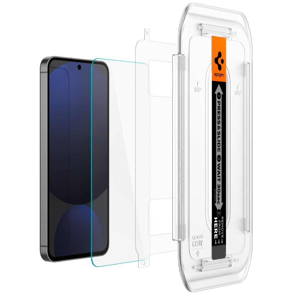 Spigen EZ FIT skærmbeskytter til Samsung Galaxy S24 FE S721, glasbeskyttet, fuld lim, sæt med 2 dele AGL08729