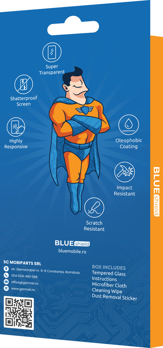 Beskyttelsesfilm Blue Shield til Honor X9c / Magic7 Lite, Hærdet Glas, Kantlim, Etui-venlig, Sort