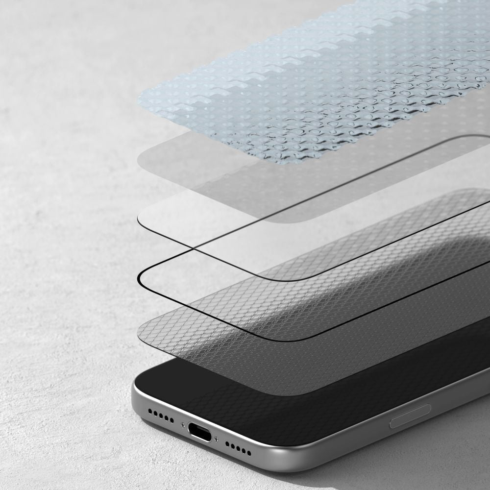 Skærmbeskytter Ringke Easy Slide AR til Apple iPhone 17 Pro, hærdet glas, fuld lim, 2.5D, sort, genforseglet