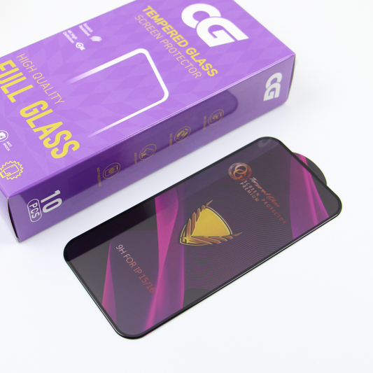 OG Premium Skærmbeskytter til Apple iPhone 14 Pro, Hærdet Glas, Fuld Lim, Sæt med 10 stk, Sort