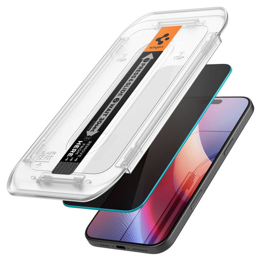 Spigen EZ FIT Privacy-skærmbeskytter til Apple iPhone 16 Pro Max, beskyttelsesglas, fuld limning, 2,5D AGL07908 AGL07908