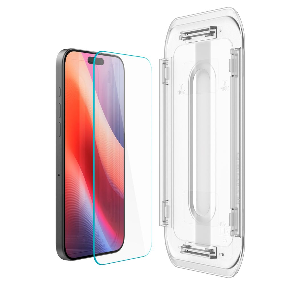 Beskyttelsesfilm til skærm Spigen GlastR EZ FIT til Apple iPhone 16 Pro, Hærdet Glas, Full Glue AGL07935
