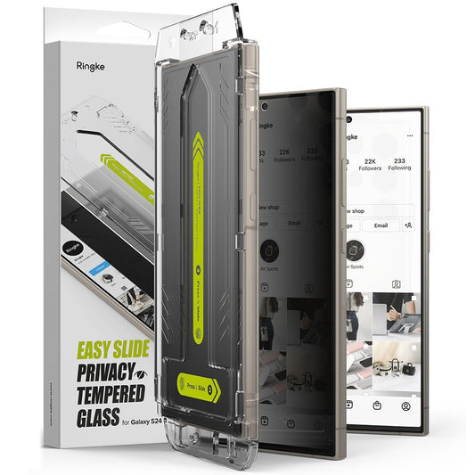 Privacy Screen Protector Ringke Easy Slide til Samsung Galaxy S24 Ultra S928, glasbeskyttet, fuld limning, sæt med 2 stk.