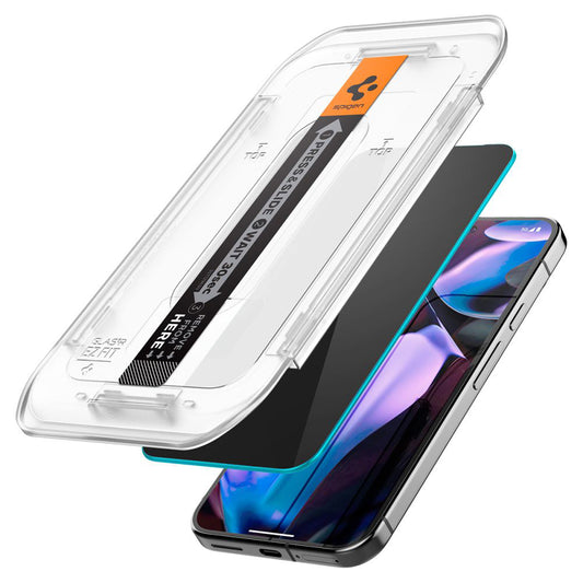 Privacy Skærmbeskyttelse Spigen GlastR EZ FIT til Google Pixel 9 / 9 Pro, Hærdet Glas, Fuld Lim, Sæt med 2 stk.