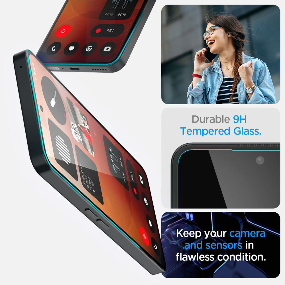 Beskyttelsesfilm Clear Spigen GlastR EZ FIT til Nothing Phone (3a) / Phone (3a) Pro, Hærdet Glas, Full Glue AGL09429