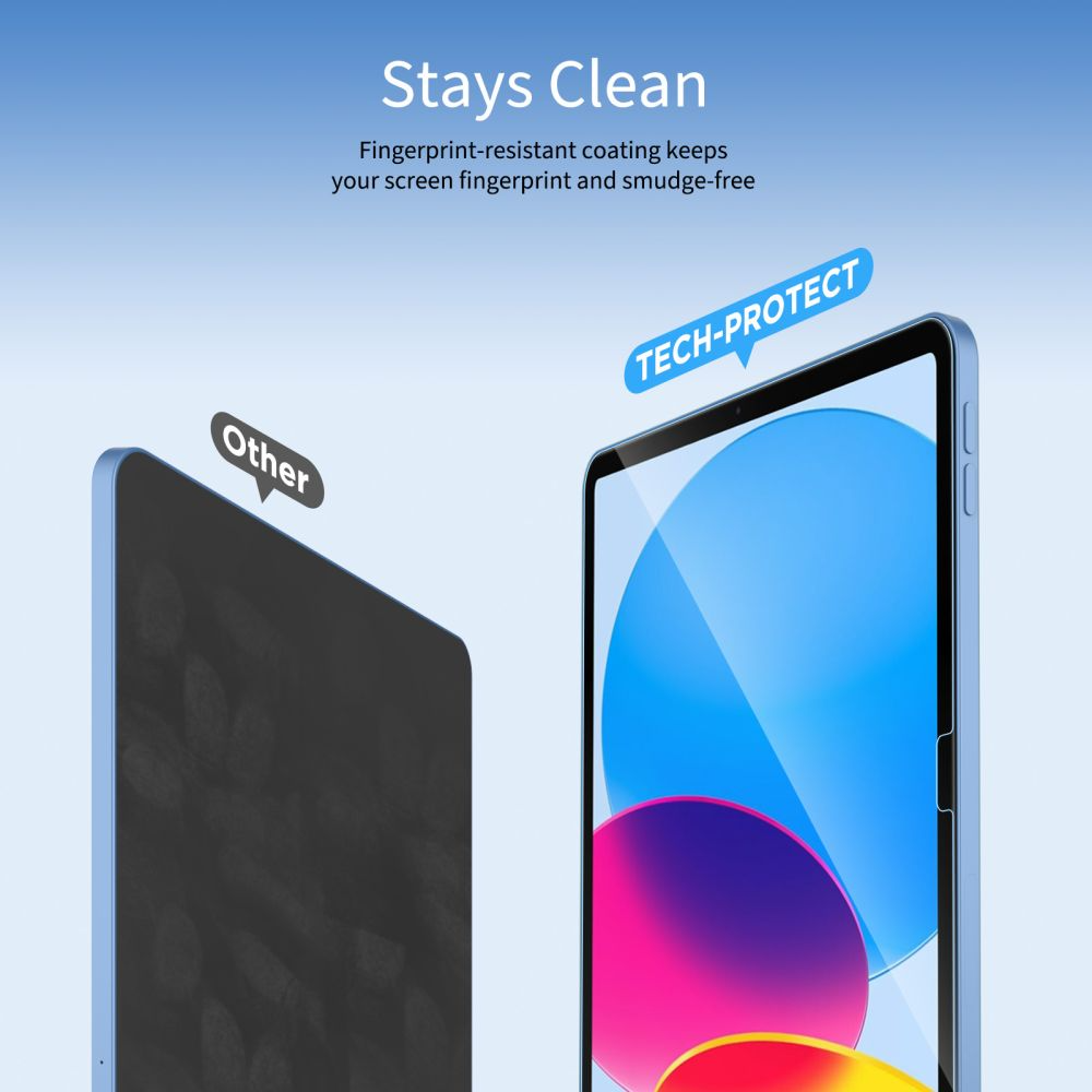 Skærmbeskyttelsesfilm Tech-Protect FIT+ til Samsung Galaxy Tab S10 FE+, Hærdet Glas, Fuldklæbende, Sæt med 2 stykker, 2.5D