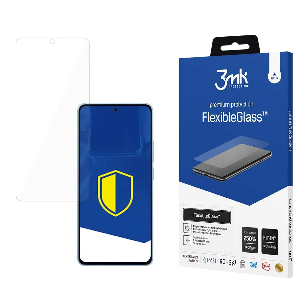 3MK FlexibleGlass Skærmbeskytter til Xiaomi Redmi Note 13 4G, Fleksibelt Glas, Fuld Lim