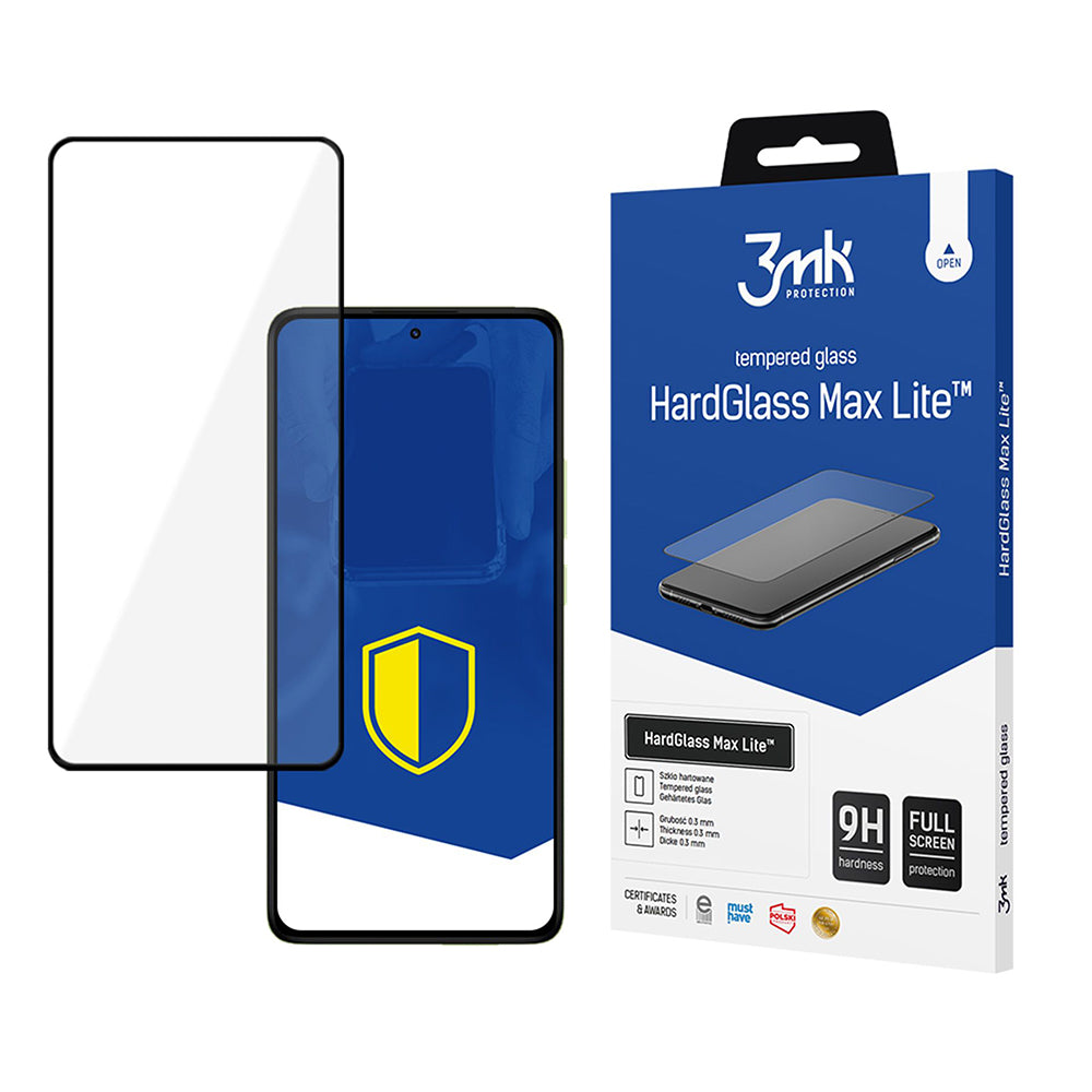 Skærmbeskyttelsesfilm 3MK HardGlass Max Lite til Xiaomi Redmi Note 14 Pro 4G / Note 14 Pro+ 5G, Hærdet Glas, Fuld Lim, Sort