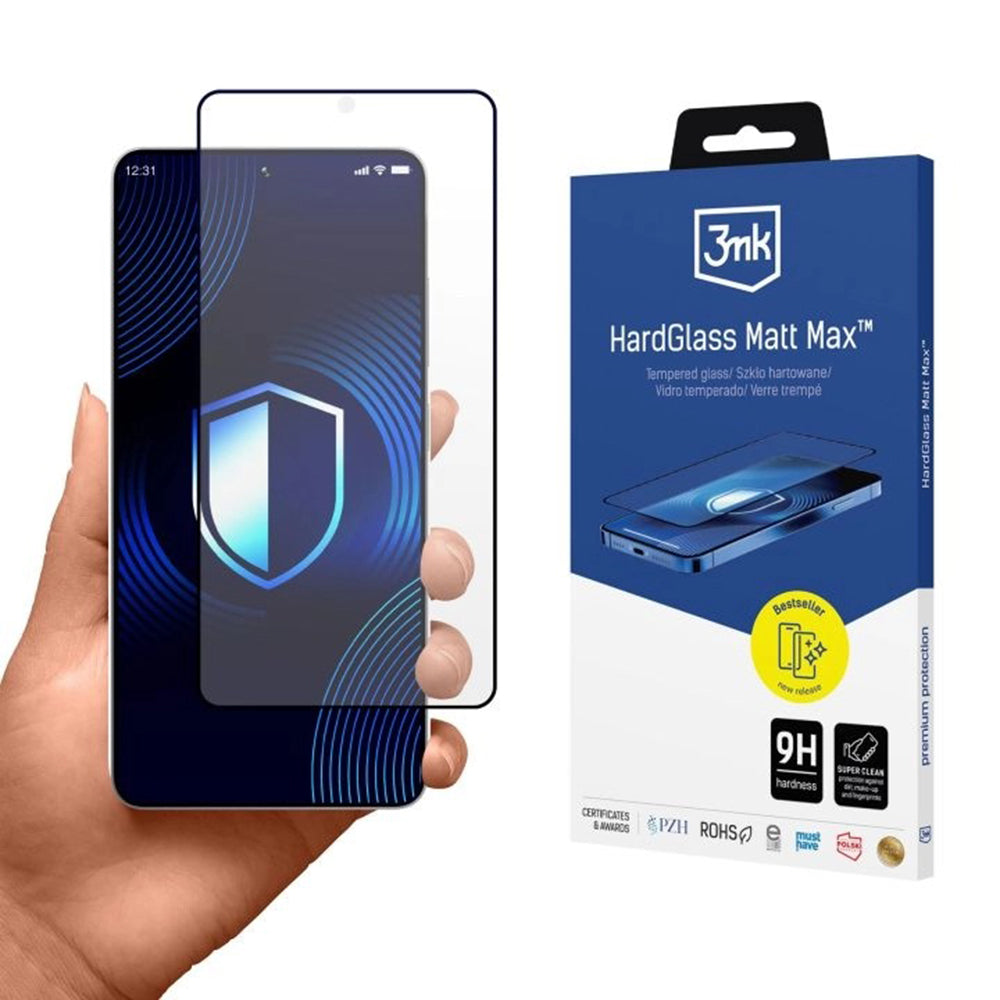 3MK HardGlass Screen Protector for Samsung Galaxy S26 Ultra S948, Tempered Glass, Full Glue, Black