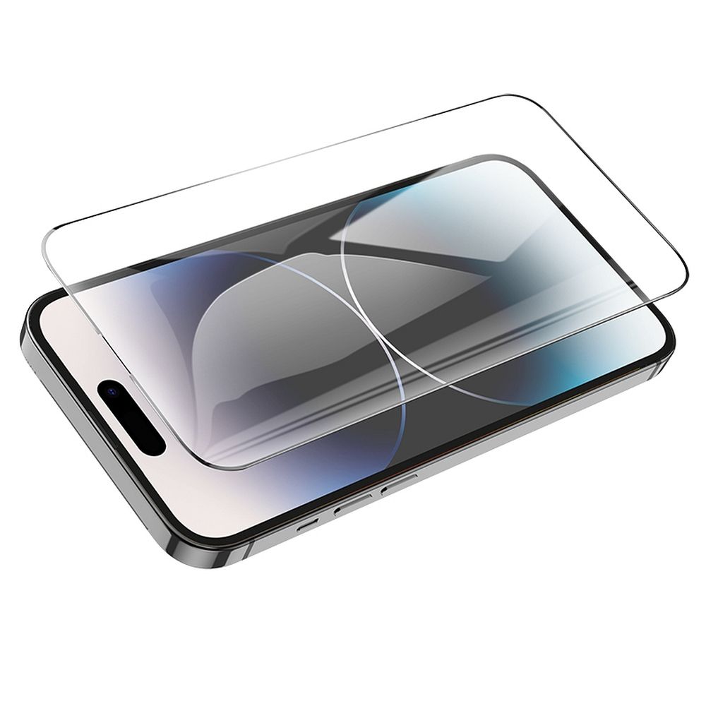 Beskyttelsesfilm til skærm HOCO til Apple iPhone 14 Pro Max, Hærdet Glas, Fuldklæbende, Sæt med 25 stykker, Sort