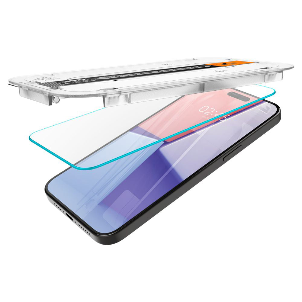 Beskyttelsesfilm til skærm Spigen GlastR EZ FIT til Apple iPhone 15 Pro Max, Hærdet glas, Fuldklæbende, Sæt med 2 stykker AGL06872