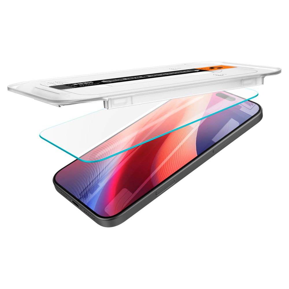 Skærmbeskyttelsesfilm Spigen GlastR EZ FIT til Apple iPhone 17 Pro / 17 / 16 Pro, Hærdet Glas, Fuldklæbende, Sæt med 2 stykker