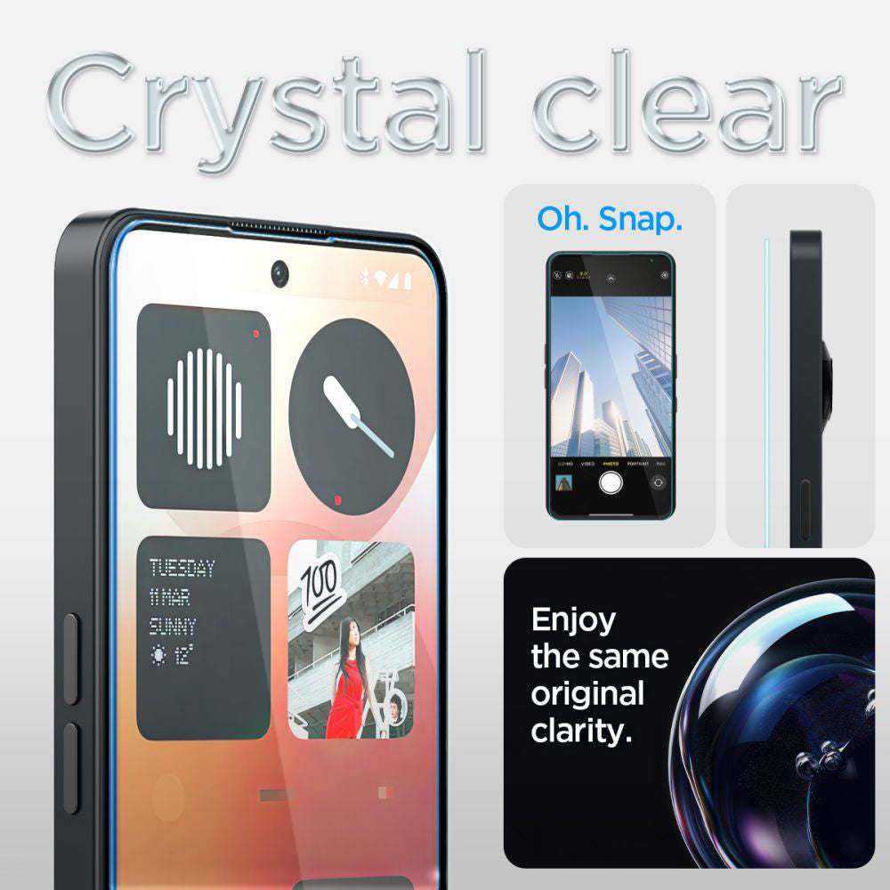 Beskyttelsesfilm Clear Spigen GlastR EZ FIT til Nothing Phone (3a) / Phone (3a) Pro, Hærdet Glas, Full Glue AGL09429