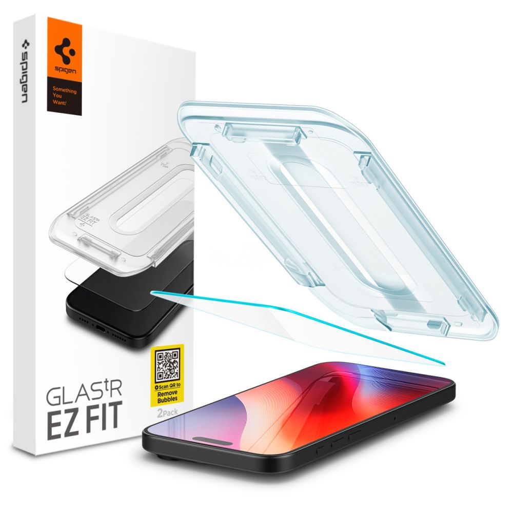 Beskyttelsesfilm til skærm Spigen GlastR EZ FIT til Apple iPhone 16 Pro, Hærdet Glas, Full Glue AGL07935