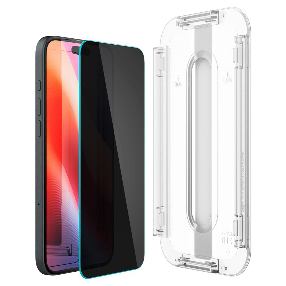 Skærmbeskyttelsesfilm Spigen GlastR EZ FIT til Apple iPhone 17e / 16e / 14 / 13 Pro, Hærdet Glas, Fuldklæbende, Sæt med 2 stykker AGL03385